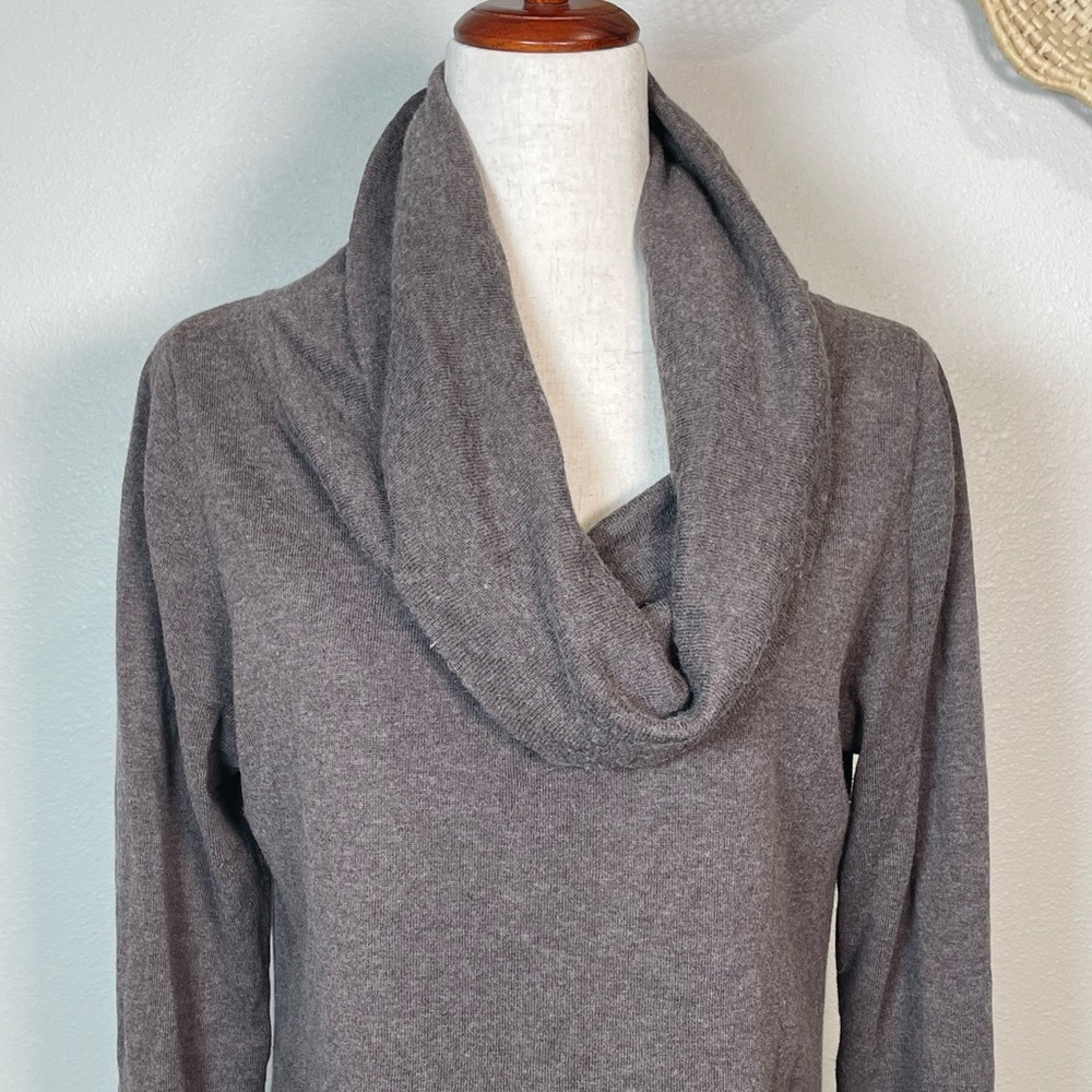 Athleta Women Pullover Cowl Neck Sweater Top Size Large Cotton Wool Blend Brown - Picture 3 of 13